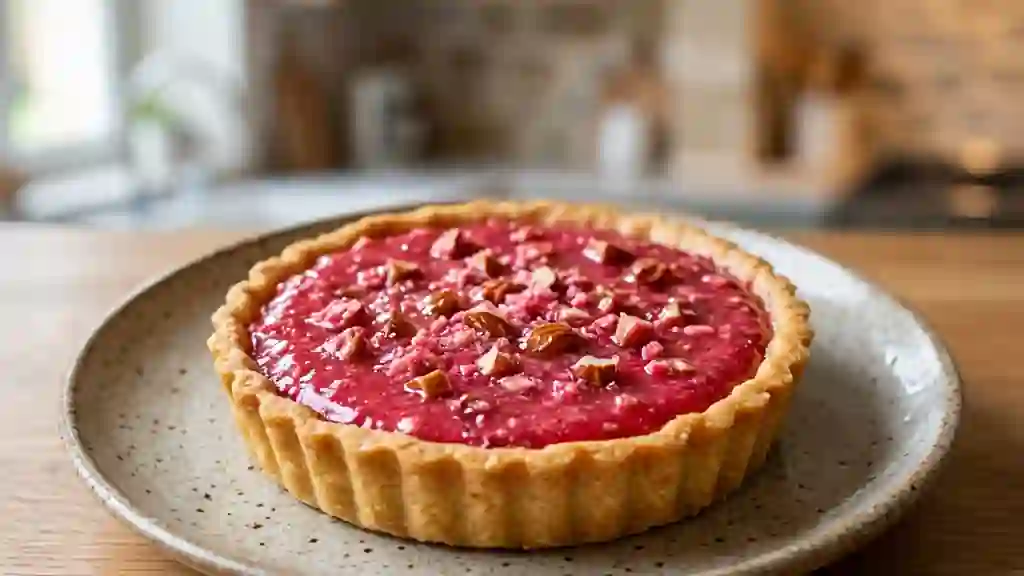 Tarte aux pralines roses fondante - Photo de présentation