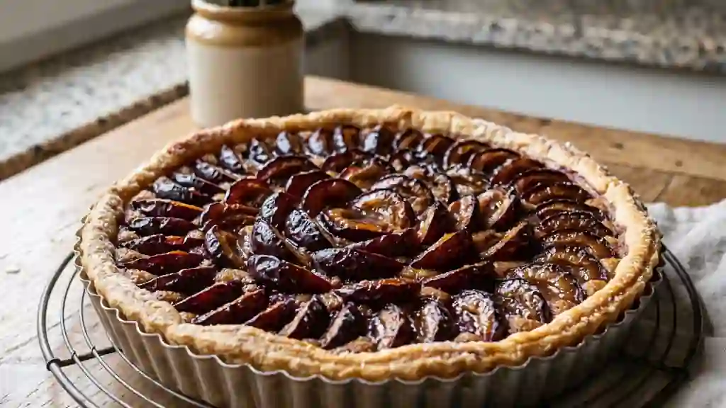 Tarte fondante aux prunes et amandes - Photo de présentation