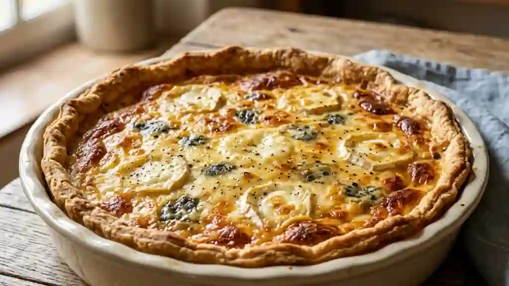 Tarte fondante aux quatre fromages - Photo de présentation