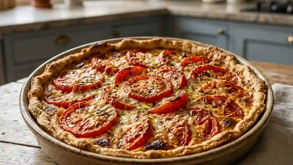 Tarte aux tomates fondante et gratinée - Photo de présentation