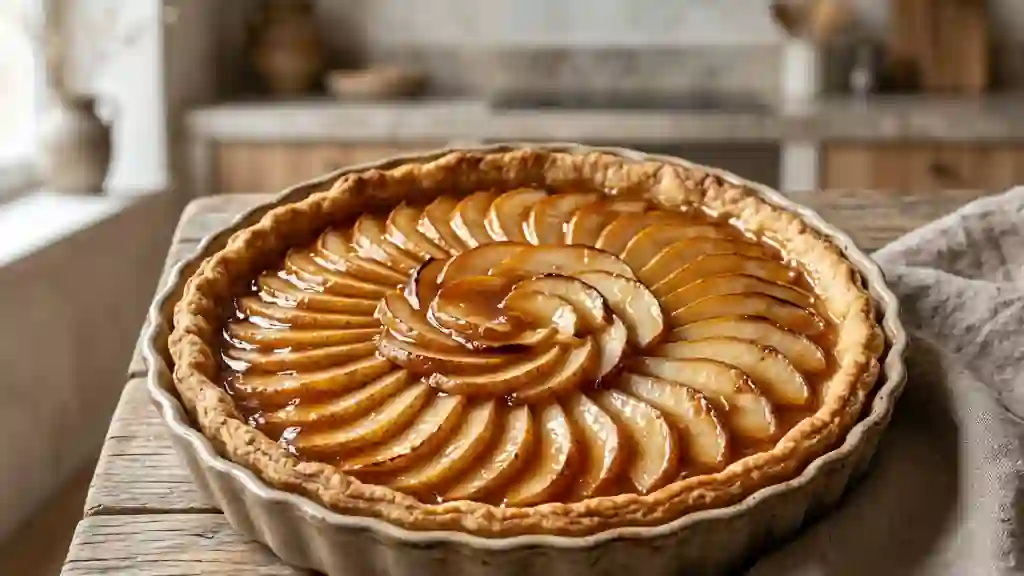 Tarte brisée aux poires caramélisées - Photo de présentation