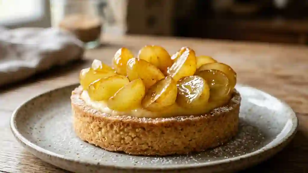 Tarte fondante aux raisins caramélisés - Photo de présentation