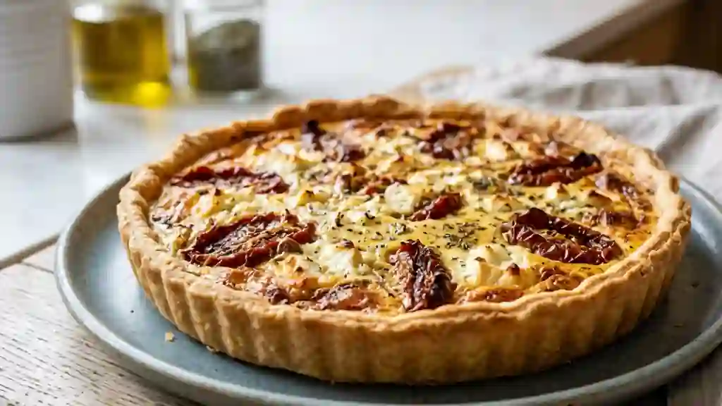 Tarte croustillante au chèvre et tomates confites - Photo de présentation