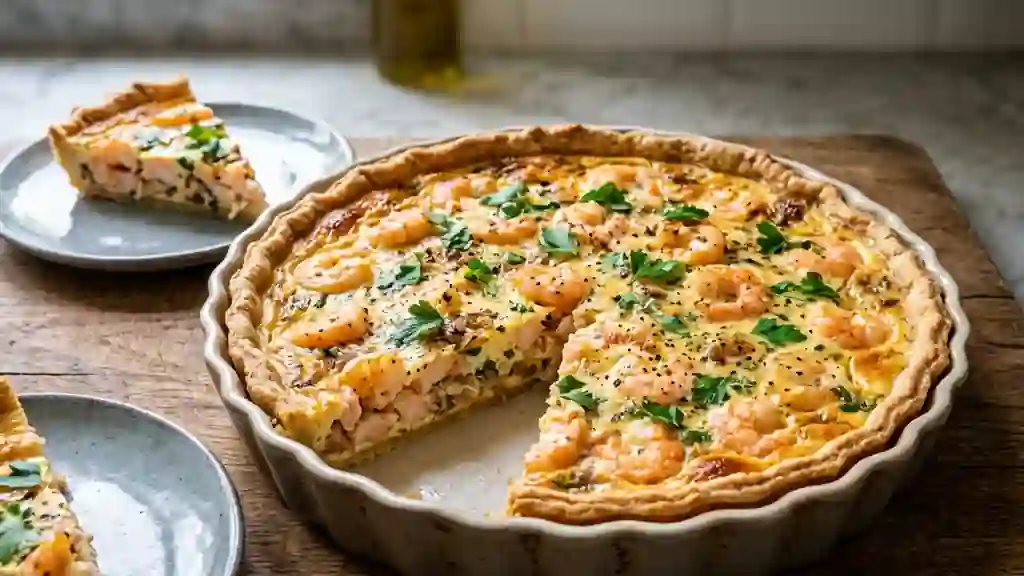 Tarte croustillante aux crevettes et persillade - Photo de présentation