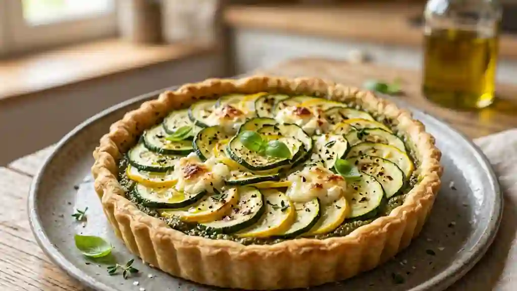 Tarte croustillante courgette, pesto et chèvre - Photo de présentation