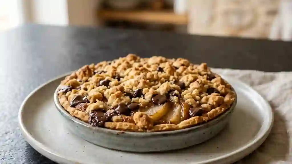 Crumble poires fondantes et pépites chocolatées - Photo de présentation
