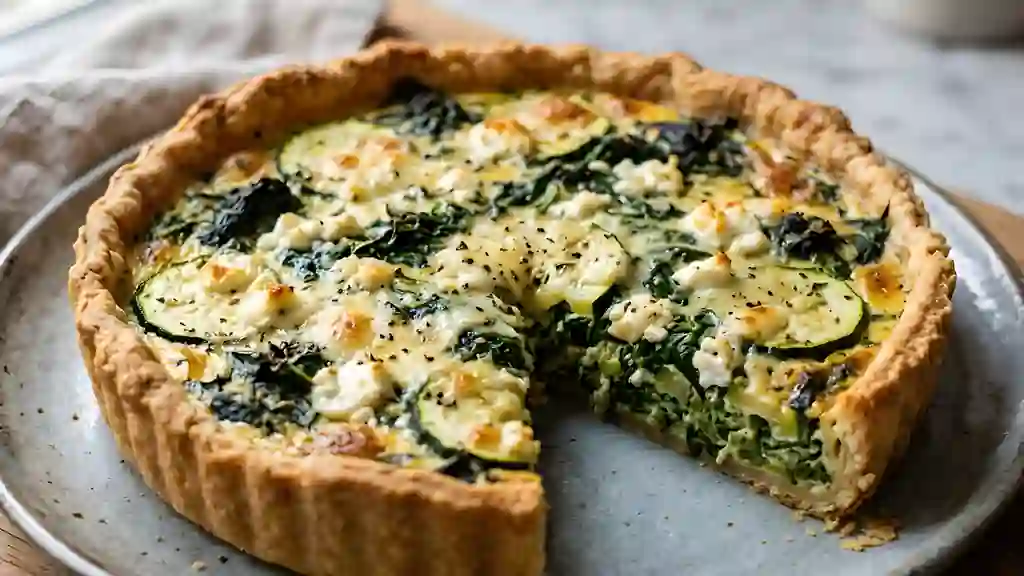 Tarte épinards-courgette au chèvre fondant - Photo de présentation