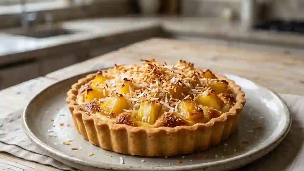 Tarte tropicale ananas et coco grillée - Photo de présentation