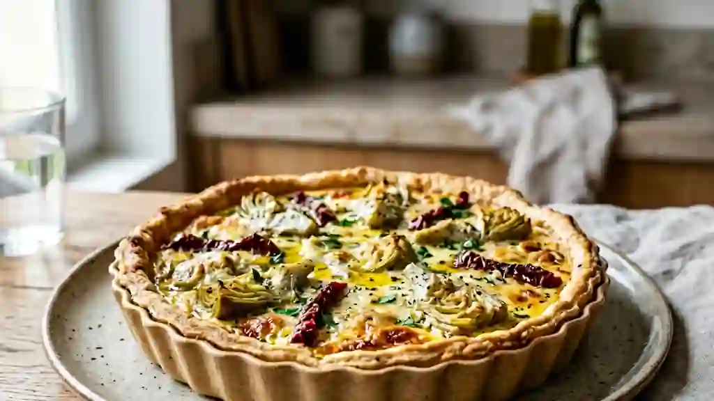 Tarte fondante artichauts & tomates séchées - Photo de présentation