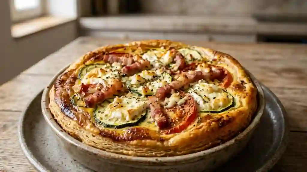 Feuilleté croustillant courgette, chèvre et lardons - Photo de présentation
