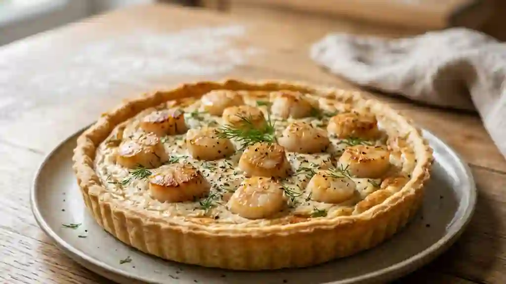 Tarte fondante au poisson et Saint-Jacques - Photo de présentation
