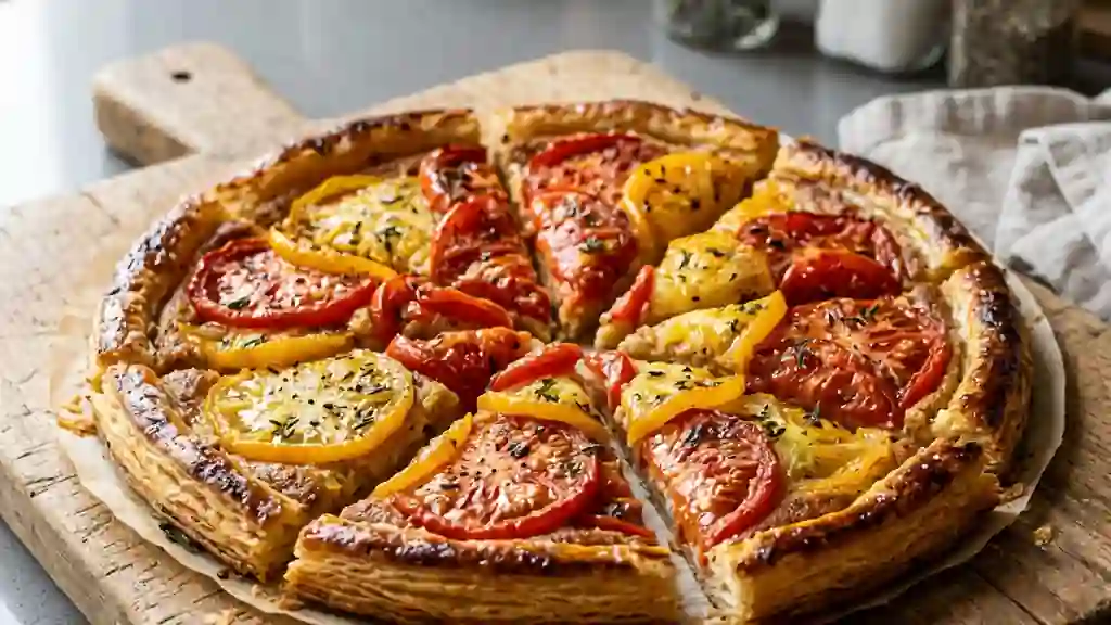 Tarte fine tomate et crème d'amande fondante - Photo de présentation