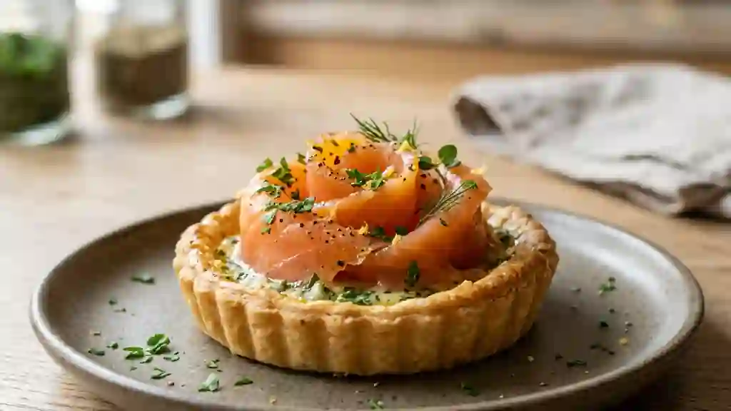Tarte fine saumon fumé et beurre maître d'hôtel - Photo de présentation