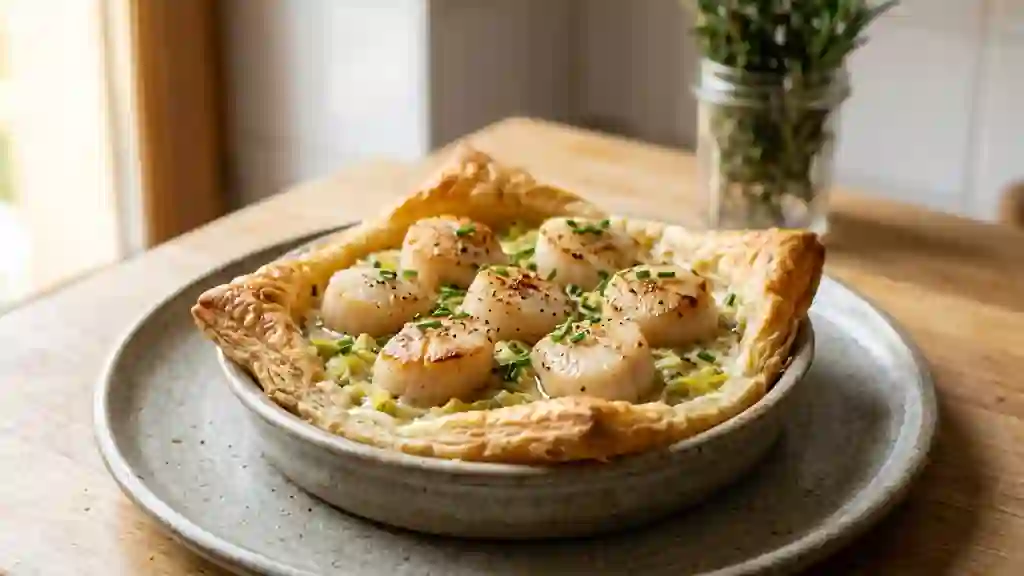 Tarte feuilletée aux Saint-Jacques et poireaux - Photo de présentation