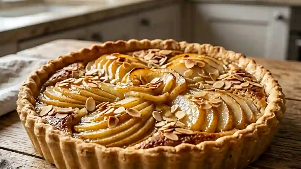 Tarte poires-amandes au cœur fondant - Photo de présentation