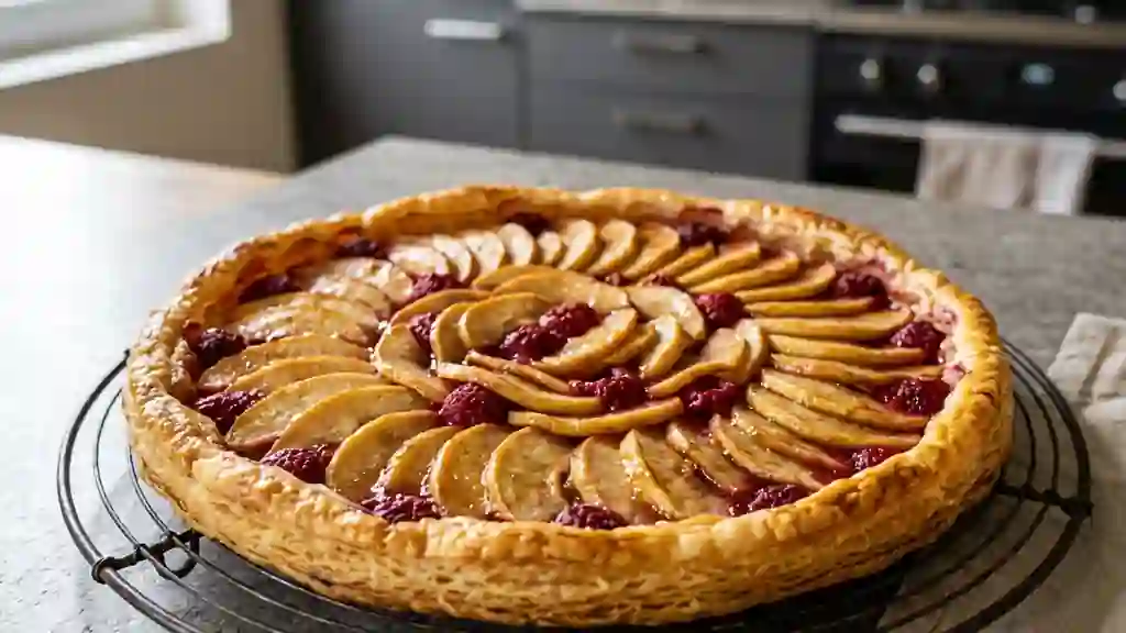 Tarte fine croustillante pomme et framboise - Photo de présentation