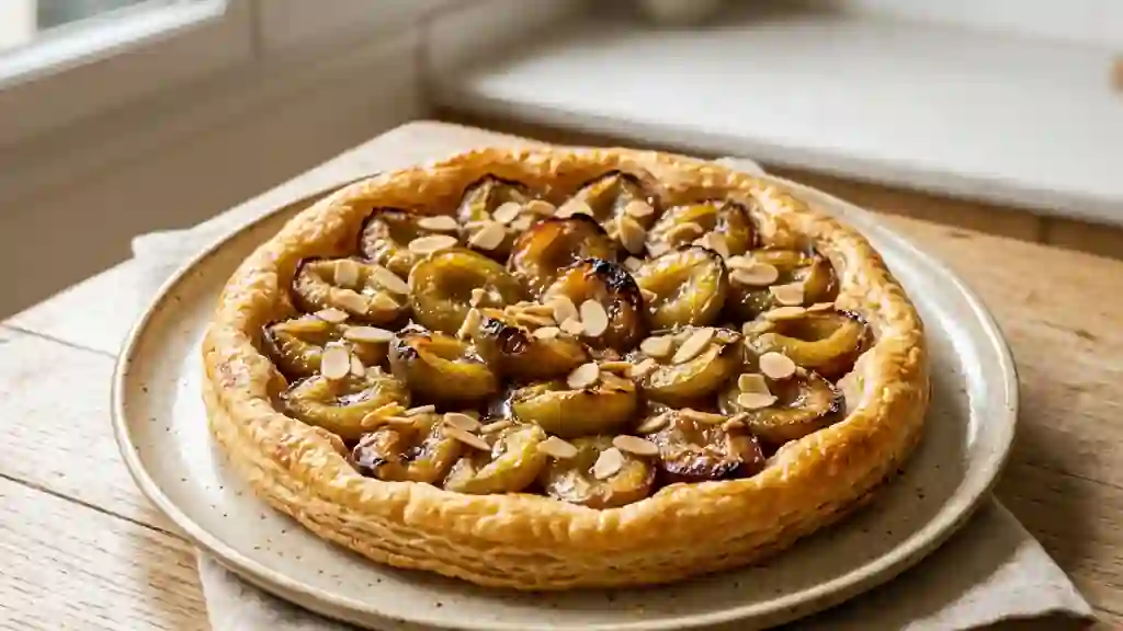 Tarte feuilletée aux reines-claudes et amandes - Photo de présentation