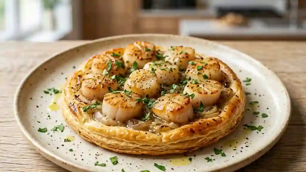 Tarte fine de Saint-Jacques croustillante - Photo de présentation