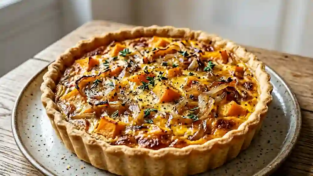 Tarte fondante au potimarron et oignons confits - Photo de présentation