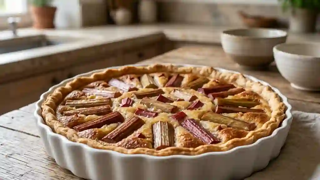 Tarte fondante rhubarbe et amandes - Photo de présentation