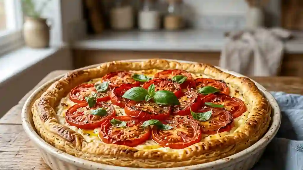 Tarte croustillante tomate et ricotta crémeuse - Photo de présentation