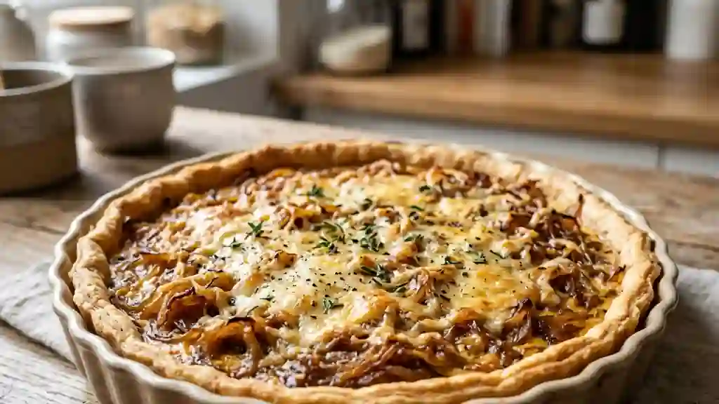Tarte aux oignons caramélisés et fondants - Photo de présentation