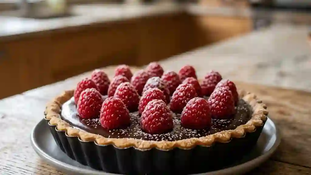 Tarte Ganache Intense et Framboises Fraîches - Photo de présentation