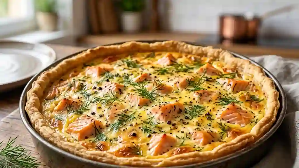 Tarte fondante au saumon et aneth frais - Photo de présentation