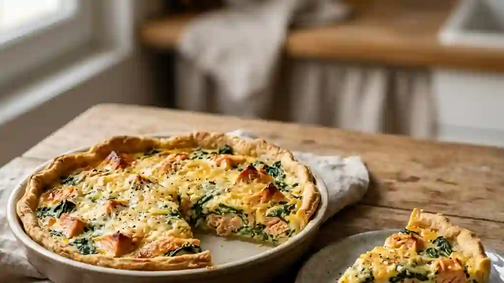 Tarte croustillante saumon et épinards frais - Photo de présentation