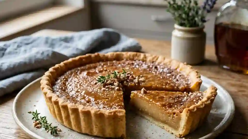 Tarte au sirop d'érable fondante et ambrée - Photo de présentation