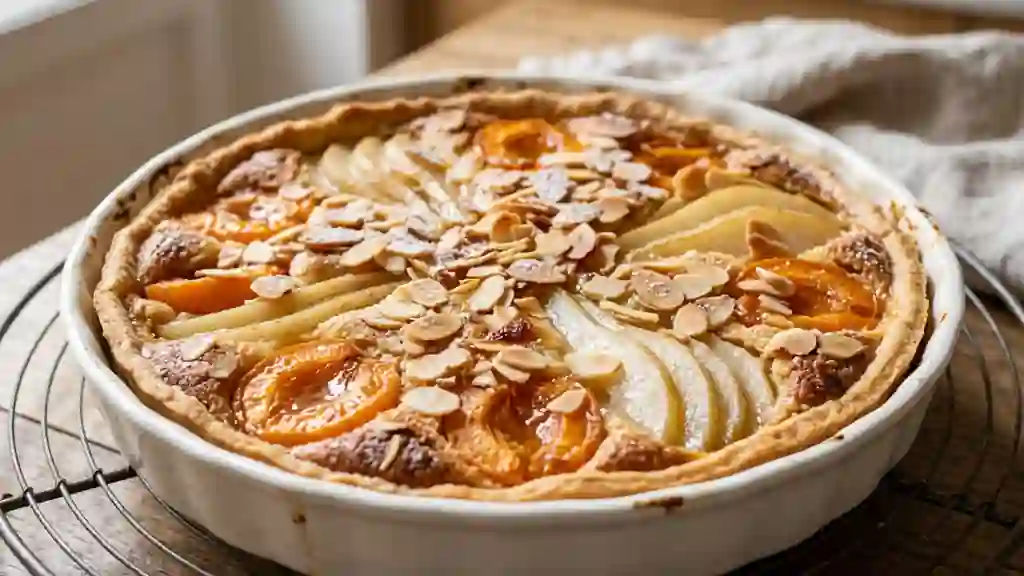 Tarte Fondante Abricot Poire et Amandes Croquantes - Photo de présentation