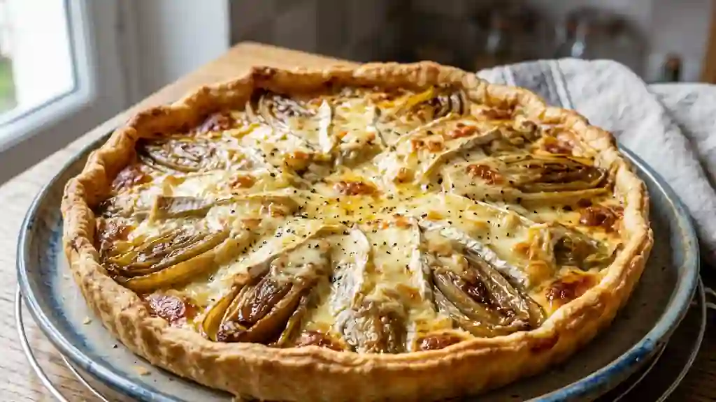 Tarte fondante aux endives et camembert rôti - Photo de présentation