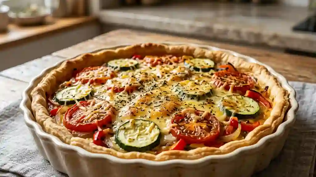 Tarte fondante aux légumes du soleil gratinée - Photo de présentation