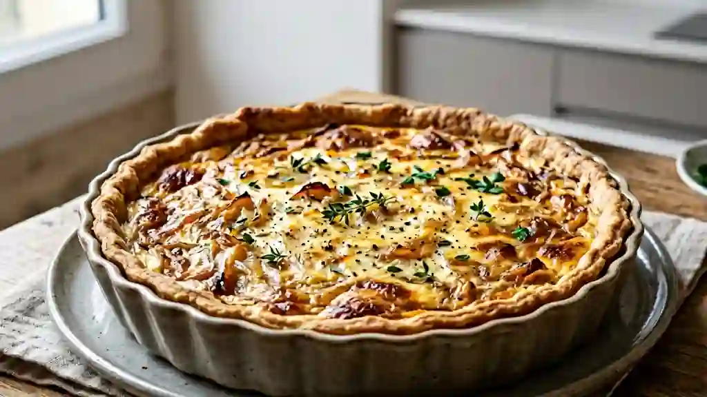 Tarte aux oignons fondants et Carré Frais - Photo de présentation