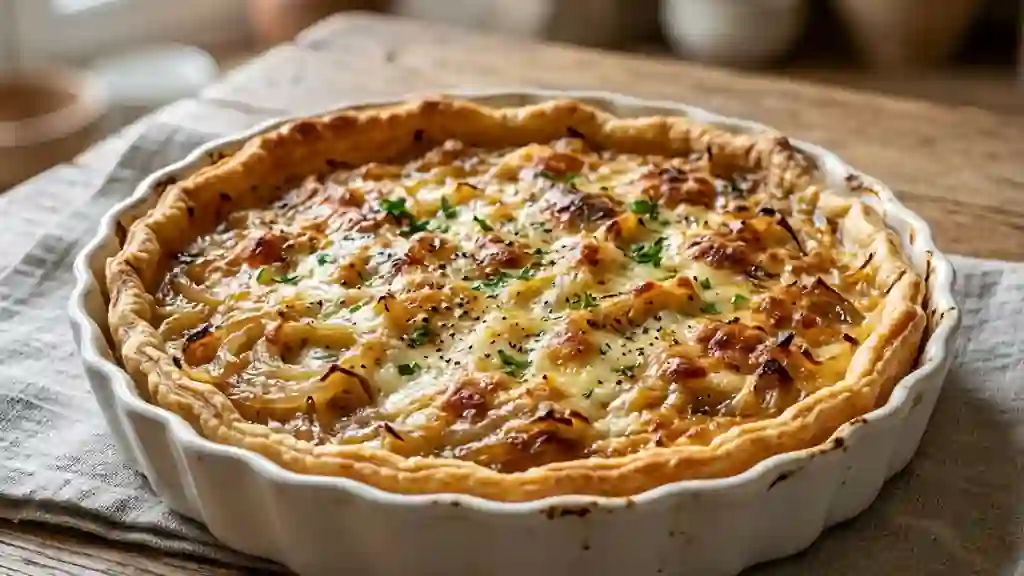 Tarte fondante aux oignons caramélisés - Photo de présentation