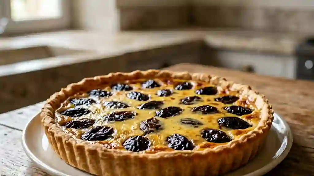 Tarte fondante aux pruneaux et crème pâtissière - Photo de présentation