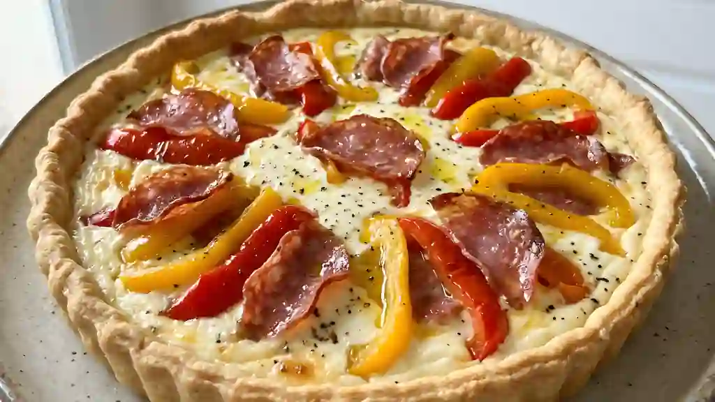 Tarte poivrons bicolores et salami - Photo de présentation