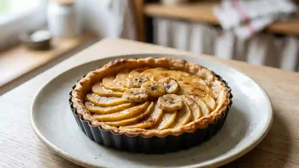 Tarte fondante pomme-banane à la cannelle - Photo de présentation