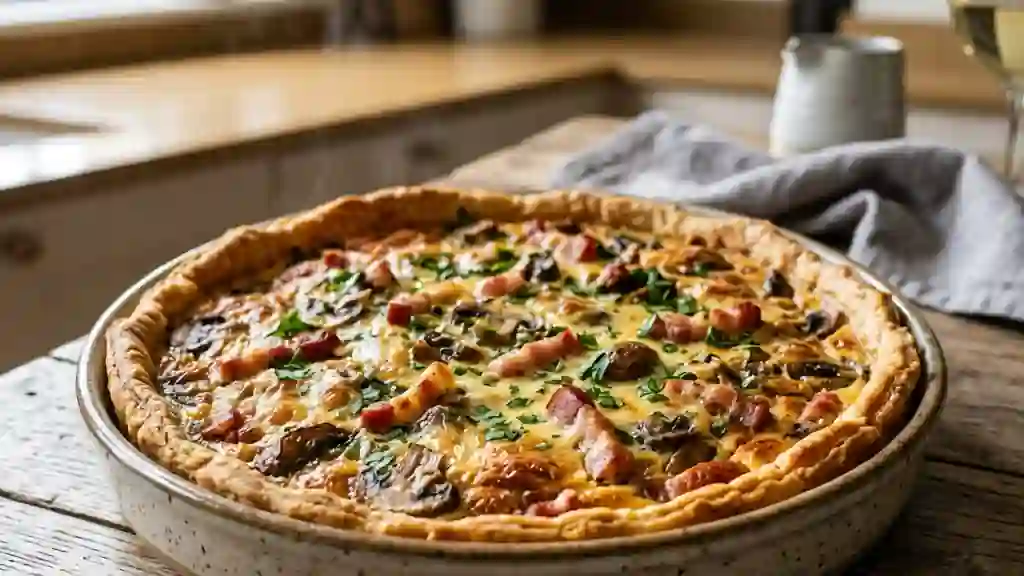Tarte forestière crémeuse aux champignons - Photo de présentation