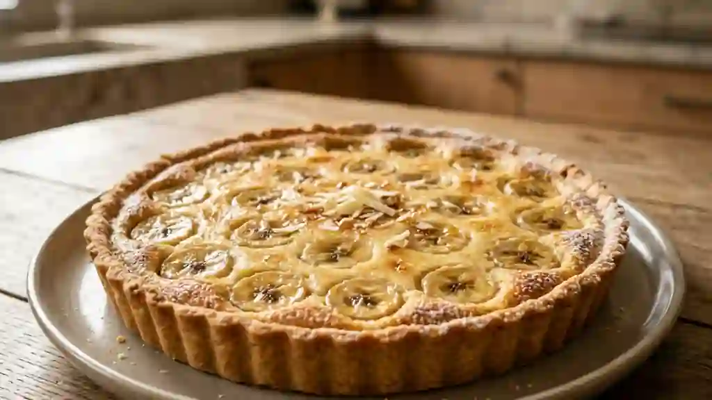 Tarte fondante banane et chocolat blanc - Photo de présentation
