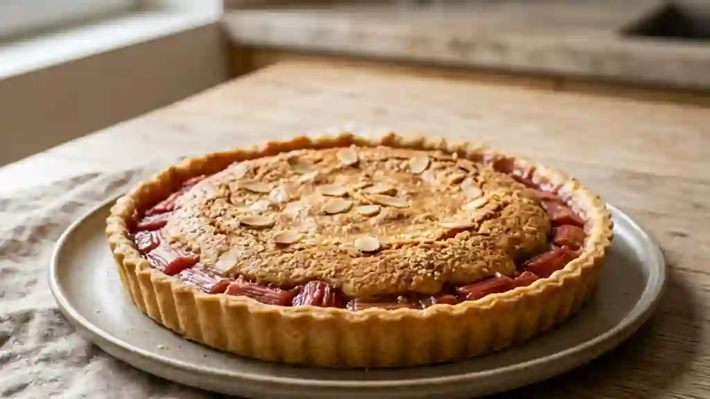Tarte fondante rhubarbe et crème d'amandes - Photo de présentation