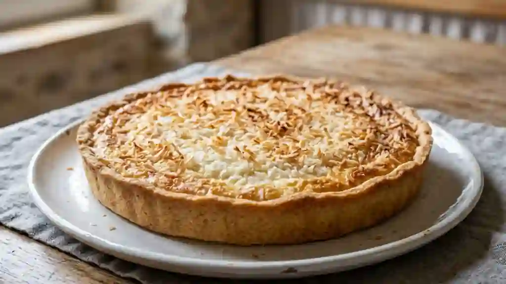 Tarte fondante coco et fromage blanc - Photo de présentation