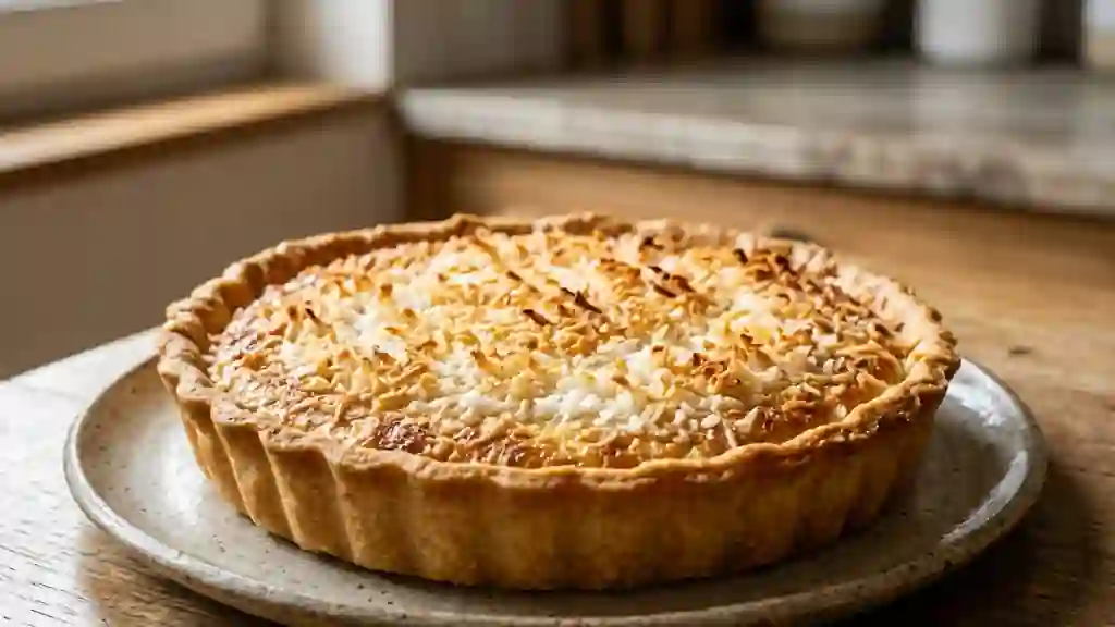 Tarte fondante à la noix de coco fraîche - Photo de présentation