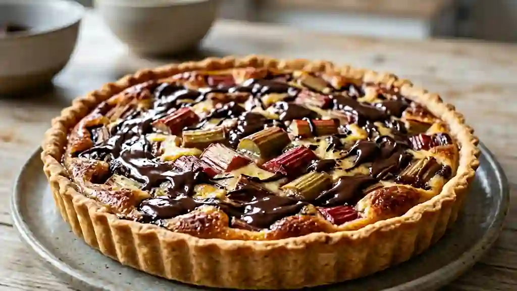 Tarte Rhubarbe et Chocolat Fondant - Photo de présentation