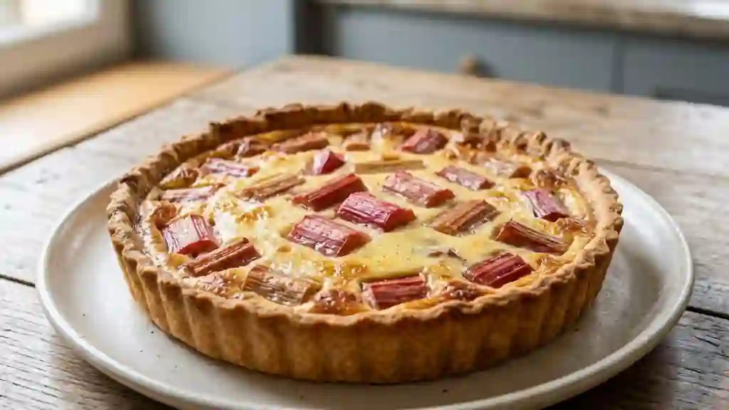 Tarte à la rhubarbe fondante et vanillée - Photo de présentation