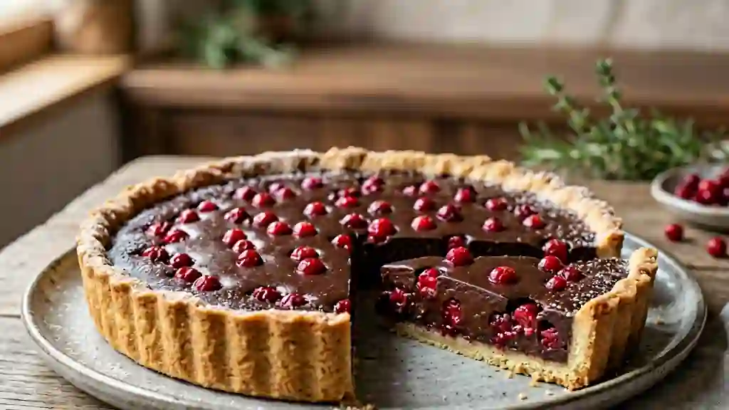 Tarte intense chocolat noir et airelles - Photo de présentation