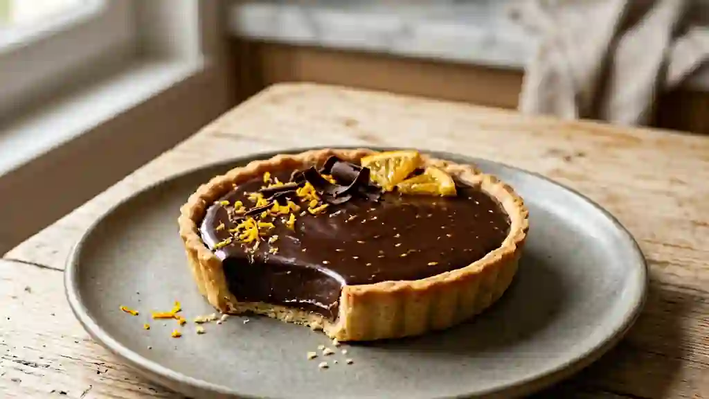 Tarte intense chocolat noir et zeste d'orange - Photo de présentation