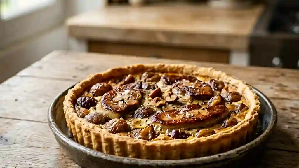 Tarte fondante au foie gras et châtaignes - Photo de présentation