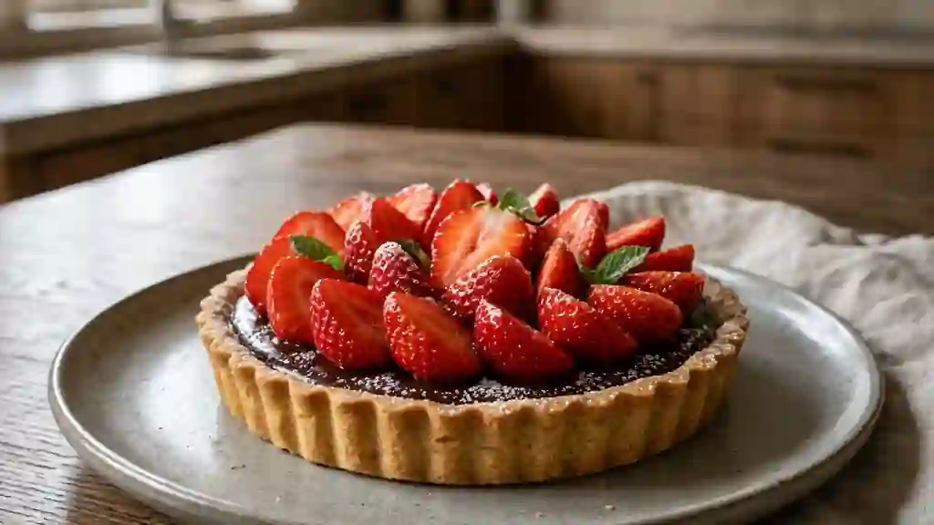 Tarte croquante fraises et ganache fondante - Photo de présentation