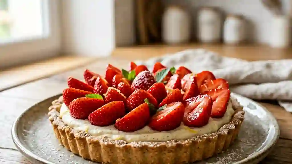 Tarte aux fraises et faisselle fondante - Photo de présentation